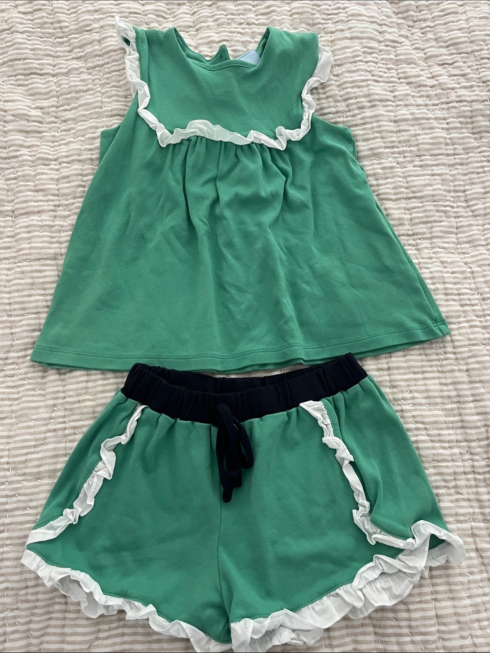 Two Piece Bella Bliss Green Ruffle-Trim Set